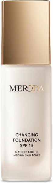 MERODA Changing Foundation SPF 15, 30ml – Color-changing makeup foundation for mature skin, adapts to light to medium skin tones, perfect complexion, facial care, innovative formula