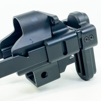 Bow GMF BM-GMF-STK05A Shoulder Stock, 5-way adjustable sliding stock, suitable for Umarex/VFC/TM MP5A5 Next Gen AEG, robust design, ideal for airsoft tuning and individual customization.