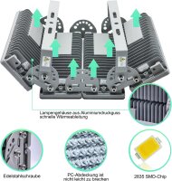 POWFUL 4er-Set LED-Flutlicht 400W, 40.000lm, 6500K, IP67, superhell, Außenstrahler für Garten, Rasen, wasserdicht