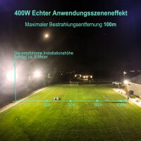 POWFUL 4er-Set LED-Flutlicht 400W, 40.000lm, 6500K, IP67, superhell, Außenstrahler für Garten, Rasen, wasserdicht