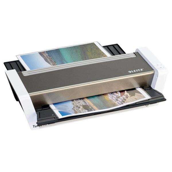Leitz iLAM Touch Turbo A3 Laminiergerät, schnelles Laminieren, automatische Folienzufuhr, für Formate bis A3, weiß/anthrazit