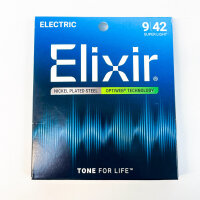 Elixir electric guitar strings, lightweight, nickel-plated, Optiweb coating, durable, brilliant sound