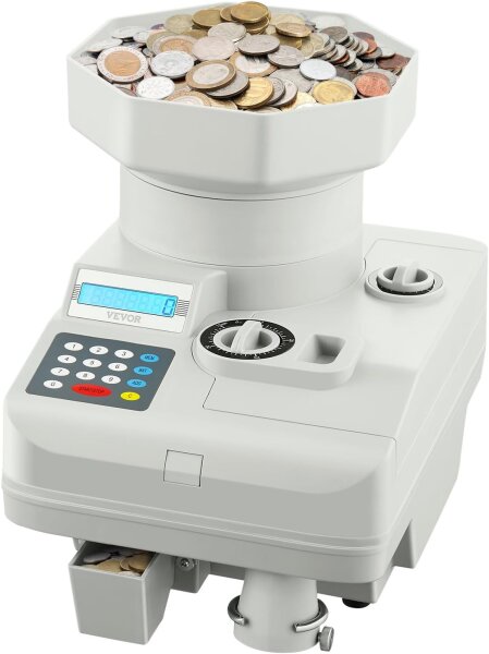 VEVOR Coin Counter 11000, Coin Sorter, LED Display, Automatic Money Counter, for International Coins & Tokens, Fast Coin Counting Machine, Large Capacity, Easy Operation