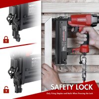 WORKPRO B622H 2-in-1 Pneumatic Nailer & Stapler, Professional Air Gun with Safety Nose, 7.1 bar, for nails up to 50mm & staples up to 40mm, incl. 700 staples/nails, Model 9040/F50, ideal for workshop & home