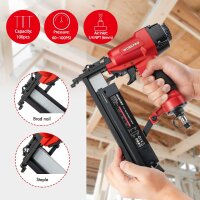 WORKPRO B622H 2-in-1 Pneumatic Nailer & Stapler, Professional Air Gun with Safety Nose, 7.1 bar, for nails up to 50mm & staples up to 40mm, incl. 700 staples/nails, Model 9040/F50, ideal for workshop & home