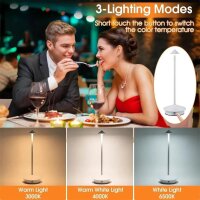 Kabellose LED Tischleuchte Gold, dimmbar, USB-C, Touch-Bedienung, wiederaufladbar, 10x31cm, Schreibtischlampe für Restaurant, Bar, Schlafzimmer, modernes Design