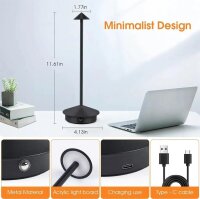 Kabellose LED Tischleuchte Gold, dimmbar, USB-C, Touch-Bedienung, wiederaufladbar, 10x31cm, Schreibtischlampe für Restaurant, Bar, Schlafzimmer, modernes Design
