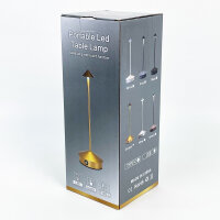 Kabellose LED Tischleuchte Gold, dimmbar, USB-C, Touch-Bedienung, wiederaufladbar, 10x31cm, Schreibtischlampe für Restaurant, Bar, Schlafzimmer, modernes Design