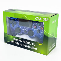 Wireless Controller CM-038, Drahtloser Controller für PS4/PS3/IOS/PC, ergonomisch, Vibrationsfunktion, Lila/Blau, präzise Steuerung, Bluetooth, wiederaufladbar, rutschfestes Design, Plug & Play, lange Akkulaufzeit