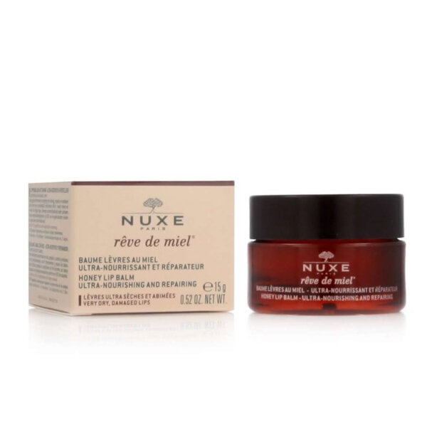 Nuxe Reve de Miel Lippenbalsam 15g – Intensiv pflegender Honig-Balsam, nährt und repariert trockene Lippen, cremige Textur, langanhaltender Schutz, ideal für empfindliche Haut, angenehmer Duft, praktische Tiegelgröße