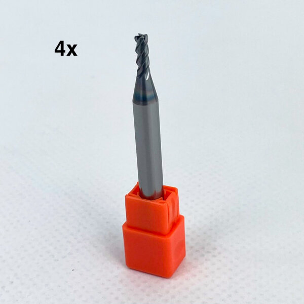 Premium Hartmetall-Schaftfräser 4er Set, MSXH 440R, Modell 137229, 3x R0.3, langlebig, präzise, für professionelle Metallbearbeitung