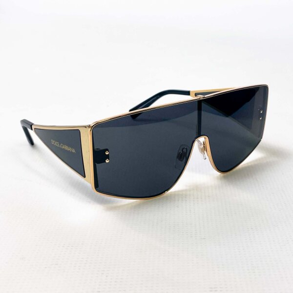 Dolce & Gabbana DG2305 Sunglasses, Black/Gold, Rectangular, UV Protection, Model 02/87, Temple Length 145 mm
