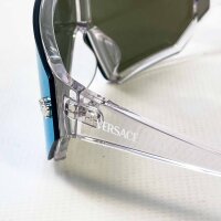 Versace 4461 Sonnenbrille, transparentes Gestell, blau verspiegelte Gläser, Modell 148/6V, 125 mm, UV-Schutz