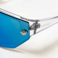 Versace 4461 Sonnenbrille, transparentes Gestell, blau verspiegelte Gläser, Modell 148/6V, 125 mm, UV-Schutz