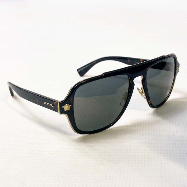 Versace 2199 Sunglasses, Size 56, Black/Havana Rubber, UV Protection, Fashionable Design, Model 145 3N