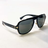 Versace 2199 Sunglasses, Size 56, Black/Havana Rubber, UV...