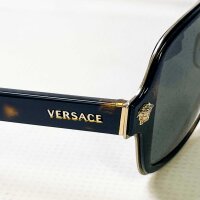 Versace 2199 Sunglasses, Size 56, Black/Havana Rubber, UV...