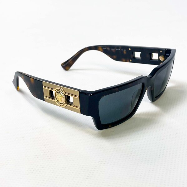 Versace 4459 Sonnenbrille, Größe 54, Schwarz/Havana Rubber, UV-Schutz, modisches Design, 140 3N