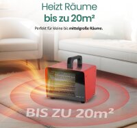 EMERIO fan heater FH-107760.2, ceramic PTC, 2000W, 2 heat settings, thermostat, overheat protection, heat-insulated handle, for rooms up to 20 m², compact, efficient, portable