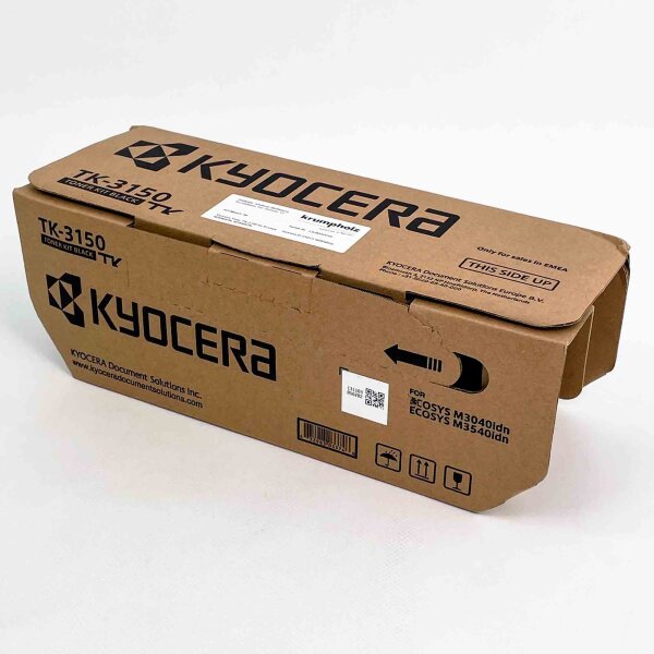 Kyocera TK-3150 Toner Schwarz, Modell 1T02NX0NL0, Originalkartusche für ECOSYS M3040idn/M3540idn, hohe Reichweite bis 14.500 Seiten, zuverlässiger Druckertoner für gestochen scharfe Ausdrucke