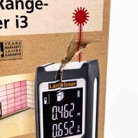 Laserliner LaserRange-Master i3, model 080.830E, compact distance meter, precise measurements up to 20 m, easy operation, handy design, ideal for indoor use and quick distance measurements.