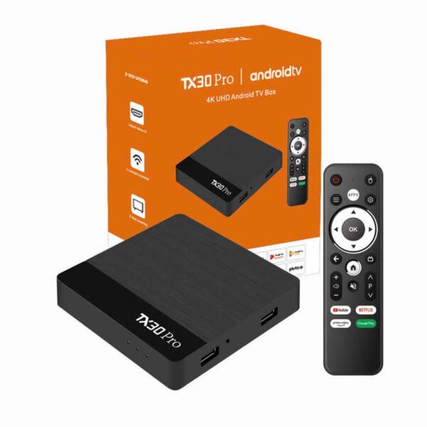TX30 PRO Smart TV Box, Quad-Core, 1GB RAM, 8GB Storage, Android 15, 5G WLAN, Voice Remote Control, Media Player, Set-Top Box, Versatile Streaming Functions