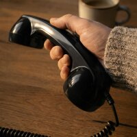 OPIS 60s MICRO Retro-Handset – Vintage Telefonhörer für iPhone, Samsung Galaxy, Blackberry, Lumia & mehr, klassisches Design, komfortabler Griff, kompatibel mit vielen Smartphones, Farbe: Schwarz