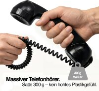 OPIS 60s MICRO Retro-Handset – Vintage Telefonhörer für iPhone, Samsung Galaxy, Blackberry, Lumia & mehr, klassisches Design, komfortabler Griff, kompatibel mit vielen Smartphones, Farbe: Schwarz