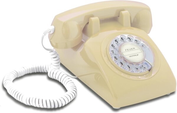 Opis Retro Telephone, 1960s Model, Corded, Landline, Yellow, Classic Design, Rotary Dial, Vintage Style, Nostalgic Telephone for Home or Office, Robust Construction, Authentic Retro Feeling