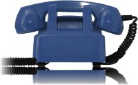 Opis Retro Telephone, 1960s Model, Corded, Landline Telephone, Classic Design, Blue Color, Large Rotary Dial, Nostalgic Look, Robust Construction, Ideal for Vintage Lovers and Stylish Living Spaces