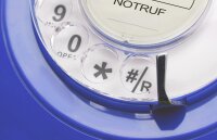 Opis Retro Telephone, 1960s Model, Corded, Landline Telephone, Classic Design, Blue Color, Large Rotary Dial, Nostalgic Look, Robust Construction, Ideal for Vintage Lovers and Stylish Living Spaces