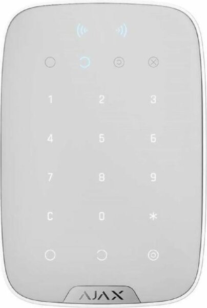Ajax KeyPad Plus, Modell 38253, Funk-Bedienfeld, RFID-Unterstützung, weiß, kabellos, Touch-Tasten, einfache Alarmsteuerung, kompatibel mit Ajax-Systemen, moderne Sicherheit, schnelle Benutzeridentifikation