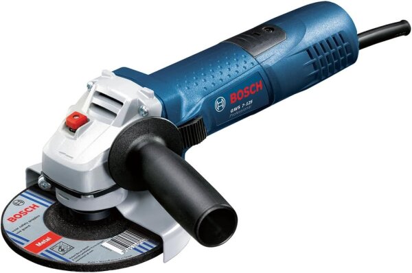 Bosch Professional Angle Grinder GWS 7-125, 0601388108, 720W, 125mm disc diameter, without grinding disc, incl. auxiliary handle, protective guard, mounting flange, clamping nut, two-hole wrench, compact & powerful