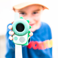 The ZooFamily ZFK22-DG Walkie-Talkie für Kinder ab 3, Dino-Design, grün, leicht bedienbar, robust, ideal für Abenteuer und Rollenspiele drinnen & draußen