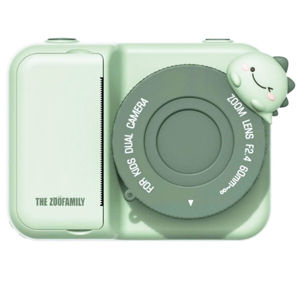 The ZooFamily Zoo Print Kids Camera for ages 5 and up, Dino Green – Robust digital camera for children, fun dinosaur design, easy to use, shockproof, ideal for little explorers