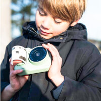 The ZooFamily Zoo Print Kids Camera for ages 5 and up, Dino Green – Robust digital camera for children, fun dinosaur design, easy to use, shockproof, ideal for little explorers