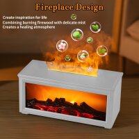 Fireplace Aroma Diffuser HY05, 280ML, Remote Control, 7 LED Colors, Timer, Flame Effect, for Essential Oils, Quiet Operation, Modern Design, Humidifier, Ideal for Home and Office