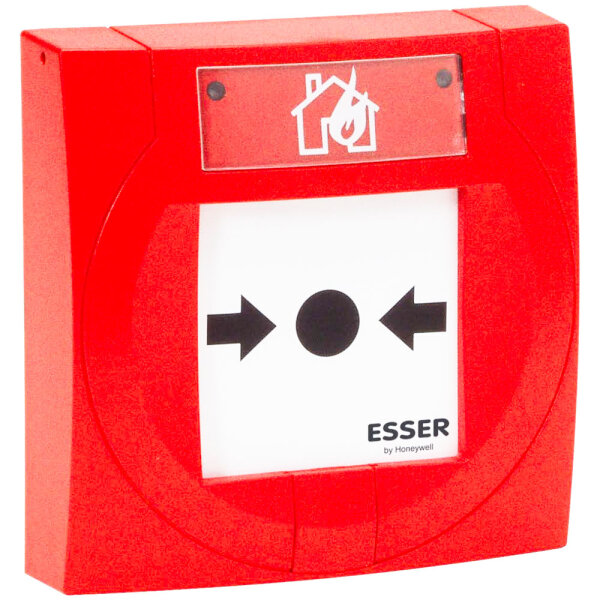 Esser 804971 IQ8MCP Handmelder, rot, mit Glasbruchscheibe und Trenner, für Brandmeldesysteme, schnelle manuelle Auslösung, robuste Ausführung