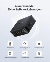 Baseus 120W GaN USB-C Ladegerät, 6-Port Desktop-Ladestation, Schnellladegerät für iPhone 17/16/15, MacBook Air, Galaxy, iPad, mehrere Geräte gleichzeitig laden, kompakt, vielseitig, PD Charger
