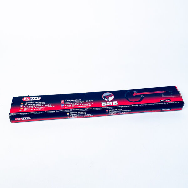 KS Tools 114.0040 Chain Pipe Wrench, Pipe Wrench with Chain, Ø 110 mm, Robust Steel, for Pipes and Fittings, Versatile, Non-Slip Grip, Professional Tool