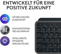 Logitech MX Keys S Plus QWERTY kabellose Tastatur, Low Profile, leise Tasten, programmierbar, Hintergrundbeleuchtung, Bluetooth & USB-C, inkl. Handballenauflage, kompatibel mit Windows, Mac, Linux, Chrome, grau