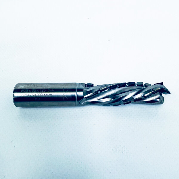 Diamond milling cutter Ø20mm, length 65x125mm, 25 teeth, max. 24,000 rpm, clockwise rotation – precision tool for efficient machining, long tool life, ideal for professional applications