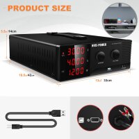 NICE-POWER Labornetzteil 30V 40A, Modell 1200W, variabel,...
