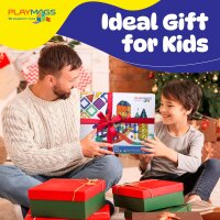 Playmags Magnetfliesen-Set 200-tlg, inkl. Rennstrecke & 2 motorisierte Autos, Konstruktionsspielzeug für Kinder ab 3 Jahren, kreatives Bauen & Spielen