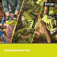 RYOBI 18V ONE+ Akku-Astsäge RY18PSX10A-0, 10cm Schwert, 8cm Schnitt, Brushless Motor, variable Kettengeschwindigkeit bis 6m/s, kompakt, ohne Akku/Ladegerät, ideal für präzise Gartenarbeiten
