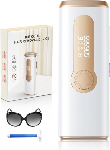 IPL Haarentfernungsgerät PB2, 9 Energiestufen, sanfte & effektive Haarentfernung, für Damen & Herren, weiß/gold/rosé, komfortable Anwendung, modernes Design