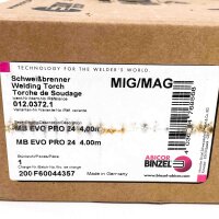 Abicor Binzel MIG/MAG-Brenner MB EVO PRO 24, Modell 012.0372.1, 4m, ergonomischer Schweißbrenner, leicht, robust, für präzises Schweißen, optimal für professionelle Anwendungen