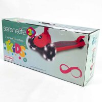 SereneLife SLKSC11PN Dreirad-Kinderroller Pink, faltbar, LED-Räder, höhenverstellbarer Lenker, Hinterradbremse, Gewichtslenkung, rutschfestes Deck – Für Kinder ab 3 Jahren bis 50 kg