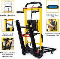Elektrischer Treppensteiger Wagen, Modellnr, Sackkarre für Schwerlast bis 200 kg, mit Sicherheitsseil, ideal für sicheren Transport schwerer Lasten auf Treppen, robuste Bauweise, elektrisch angetrieben