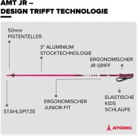 Atomic AMT Jr Skistöcke, Modellnr: AMT JR, Skistock für Kinder, robuster 3* Aluminium-Schaft, ergonomischer Junior-Griff, flexible Kids-Handschlaufe, 50mm Pistenteller, leicht & stabil für junge Skifahrer